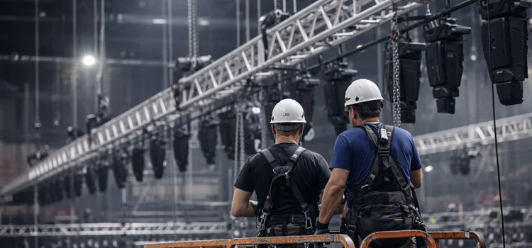 motorized chain hoist lifting stage lighting truss