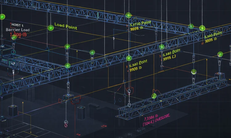 rigging system CAD drawing on computer screen