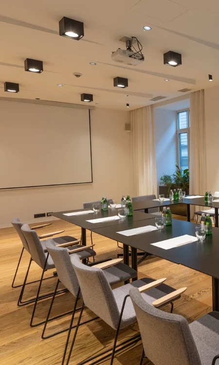 lighting fixtures installed in corporate conference room for video conferencing