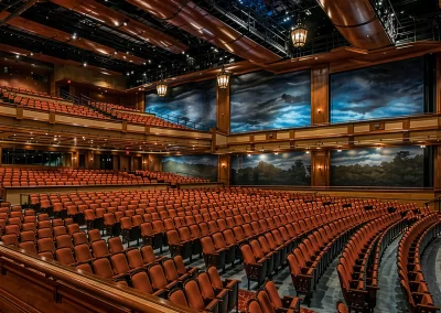 Wide interior view of Ruby Diamond Theater at Florida State University showing seating layout, balcony, and integrated AV environment