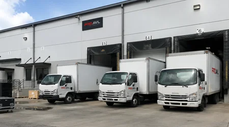 Pro AVL Pensacola Office loading dock with trucks prepared for equipment delivery