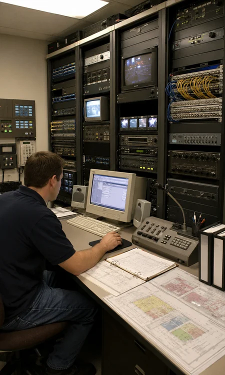 Beau Rivage AV Control Room Systems Circa 2000 AV control room for Beau Rivage resort casino audio video and paging systems