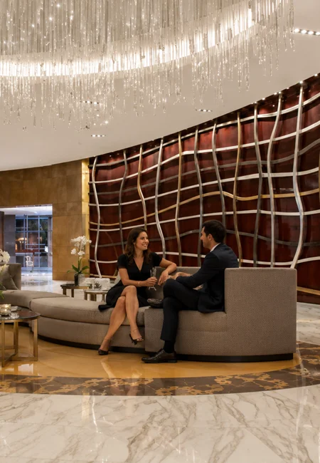 Hotel Beaux Arts Miami Lobby Hospitality AV Integration Luxury lobby at Hotel Beaux Arts Miami representing guest-facing hospitality AV integration by Pro AVL