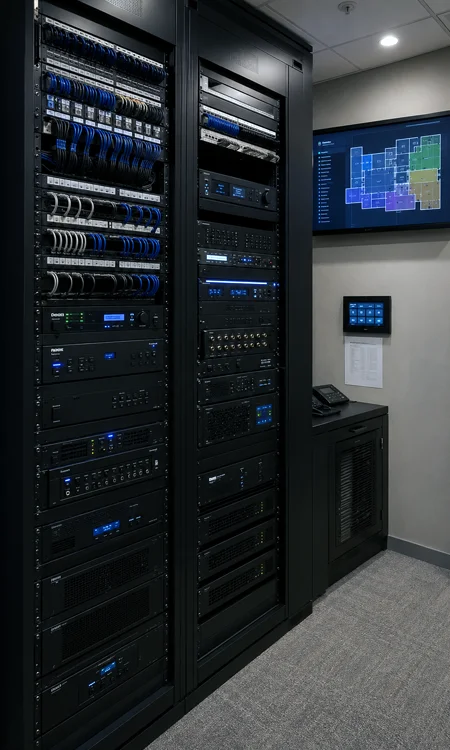 JW Marriott Marquis Hotel Beaux Arts AV Rack and Control Systems Professional AV equipment racks and control systems for JW Marriott Marquis and Hotel Beaux Arts Miami hospitality integration by Pro AVL